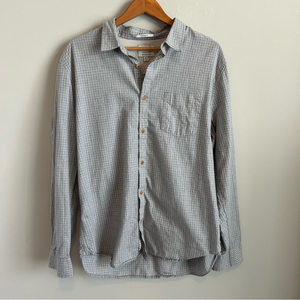 Lucky Brand | Classic Fit Grey Plaid Button Up Shirt XL
